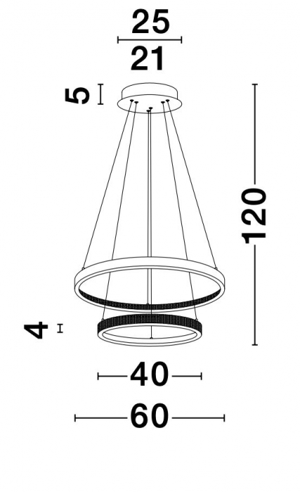 Lustra aurie Aliz Ø60 cm cu doua pendule rotunde ajustabile si cristale, LED dimabil, design lux, 9862852 - Novaluce [7]