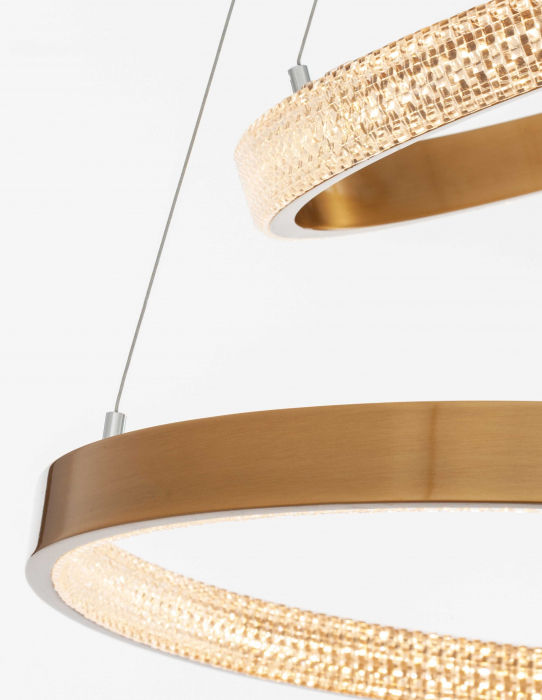 Lustra aurie Aliz Ø60 cm cu doua pendule rotunde ajustabile si cristale, LED dimabil, design lux, 9862852 - Novaluce [5]