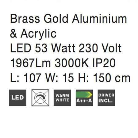 Lustra aurie liniara LED lux Oriana, cu 5 pendule metal, 107 cm, inaltime reglabila, 1703301203 - Novaluce [4]