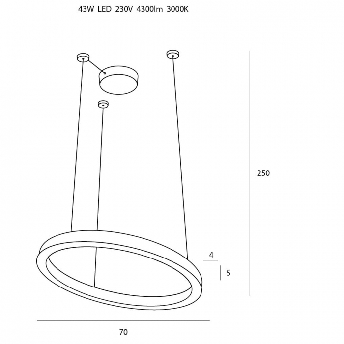 Lustra aurie lux LED dimabil Selsa Ø 70 cm metal/acril inaltime reglabila, P0369D - Maxlight [2]