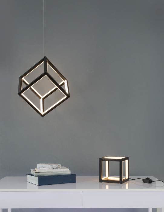 Lustra aurie/neagra dimabila LED forma cub Gerho 25x25 cm, design minimalist, 9818251 - Novaluce [4]