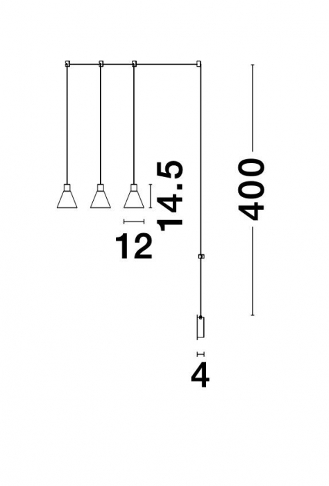 Lustra aurie perete-tavan cu 3 pendule LED pe cablu lung Kalila, design modern, sticla/metal, 9028813 - Novaluce [8]