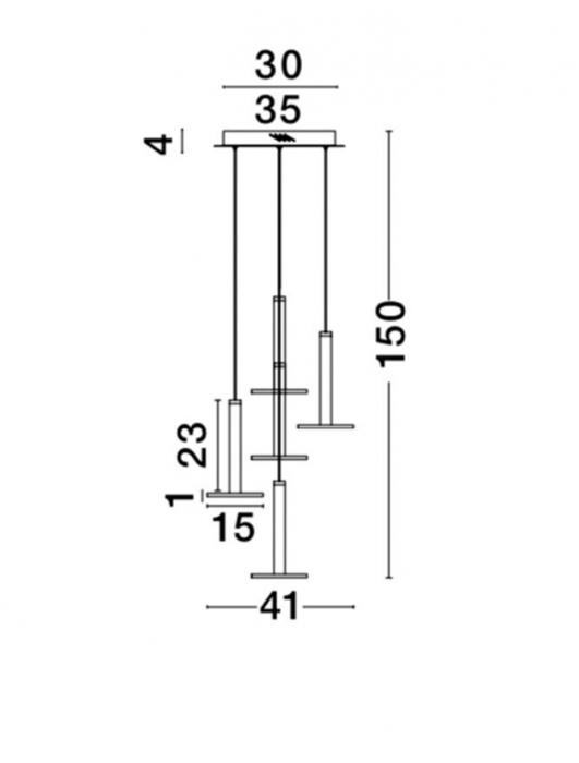 Lustra aurie rotunda LED lux Oriana, cu 5 pendule metal, Ø 41 cm, inaltime reglabila, 1703301202 - Novaluce [4]