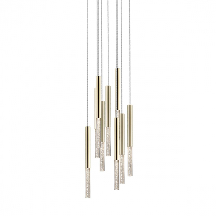 Lustra aurie rotunda ONE Ø 42 cm, cu 9 pendule cilindrice cu iluminare LED, inaltime reglabila, 003064-009123 - Zumaline [2]