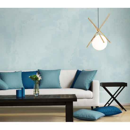 Lustra aurie stil minimalist Sticks 17x40 cm forma bete aurii cu glob alb sticla, P0403 - Maxlight [4]