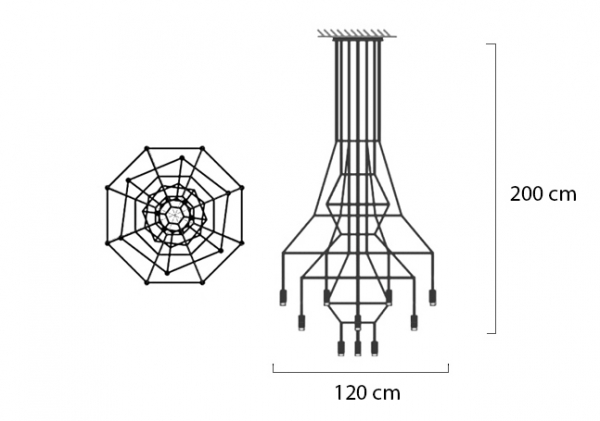 Lustra/candelabru design industrial Frame 120x200 cm, negru, 91909 - King [5]