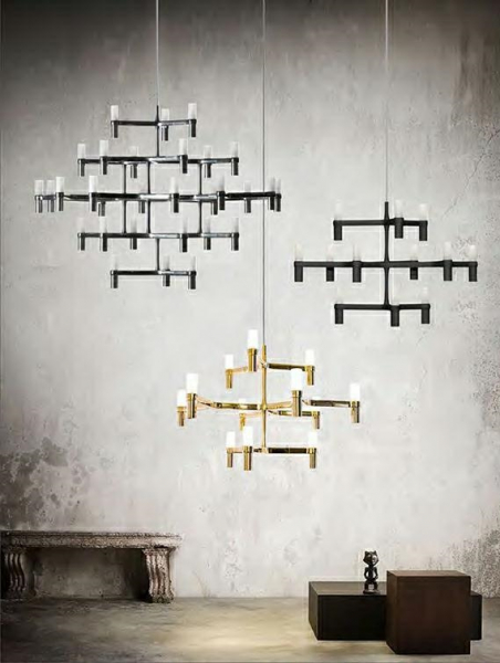 Lustra/candelabru design modern Oskar Grande, 30 de becuri, crom/auriu/negru, XCP9120-30.BLACK - King [7]
