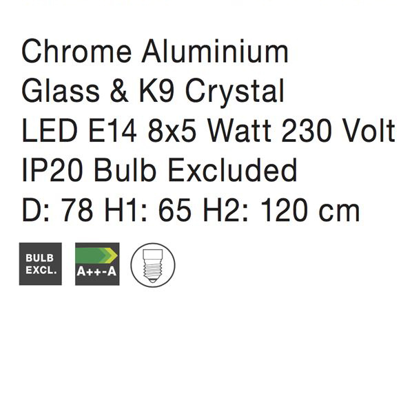 Lustra/candelabru lux crom cu cristale Bertra, cu 5/8 brate din metal cu sticla, 51231403 - Novaluce [4]
