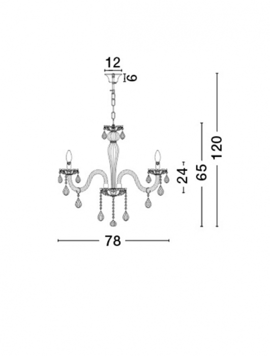 Lustra/candelabru lux crom cu cristale Bertra, cu 5/8 brate din metal cu sticla, 51231403 - Novaluce [3]