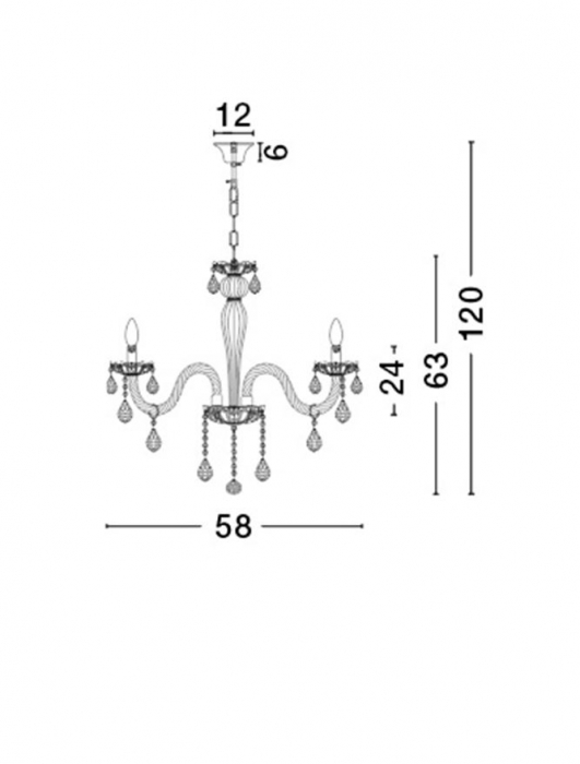 Lustra/candelabru lux crom cu cristale Bertra, cu 5/8 brate din metal cu sticla, 51231403 - Novaluce [7]