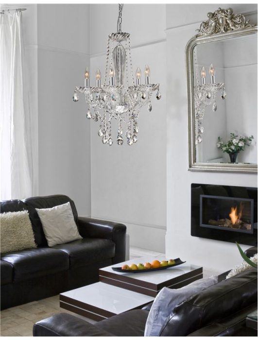 Lustra/candelabru lux crom cu cristale Bertra, cu 5/8 brate din metal cu sticla, 51231403 - Novaluce [5]