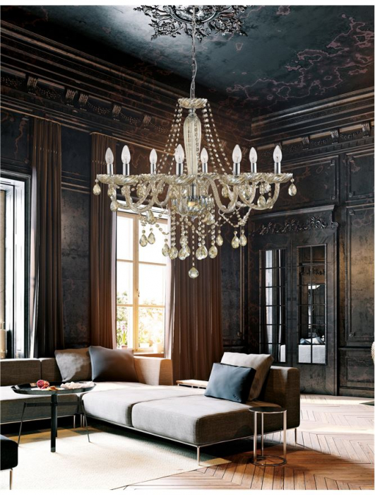 Lustra/candelabru lux sampanie cu cristale Anasia, cu 5/8 brate din metal cu sticla, 71231402 - Novaluce [2]