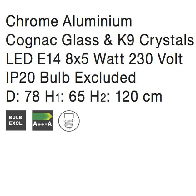 Lustra/candelabru lux sampanie cu cristale Anasia, cu 5/8 brate din metal cu sticla, 71231402 - Novaluce [4]