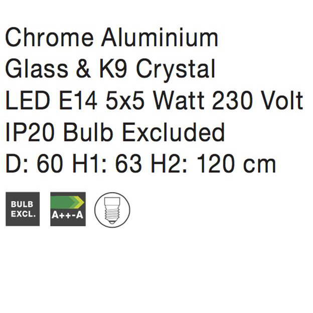 Lustra/candelabru lux sticla transparenta cu cristale Kasi, cu 3/5/8/18 brate, 8061202 - Novaluce [6]
