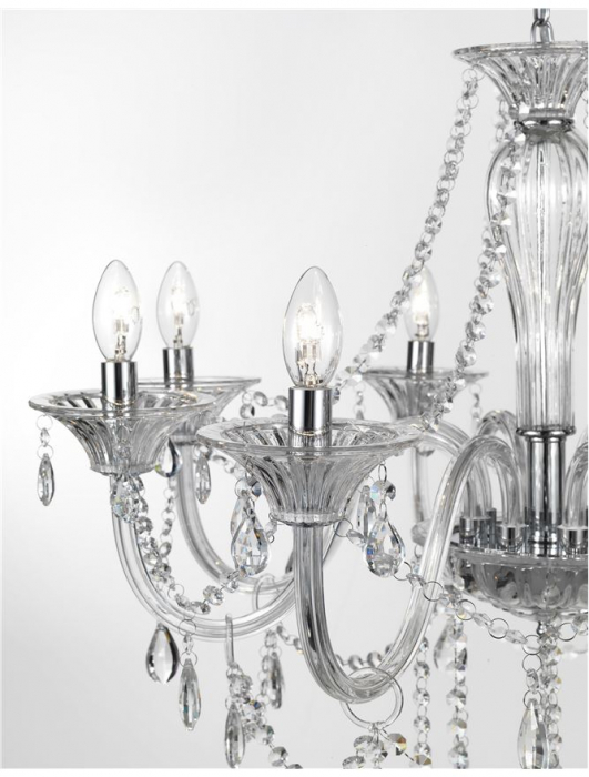 Lustra/candelabru lux sticla transparenta cu cristale Kasi, cu 3/5/8/18 brate, 8061202 - Novaluce [11]