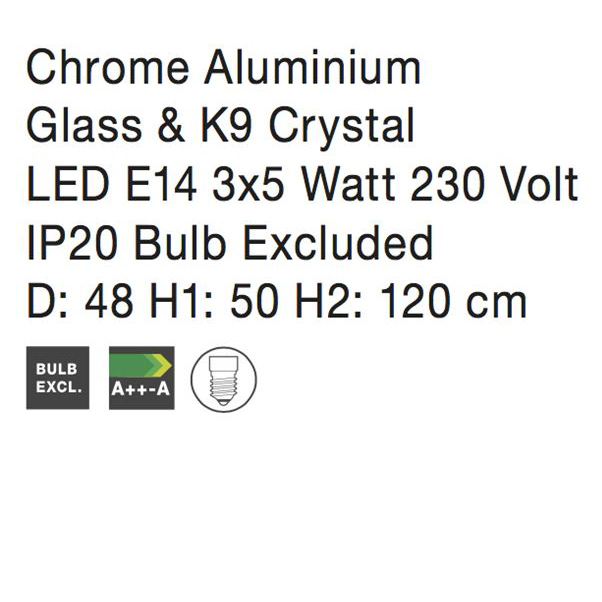 Lustra/candelabru lux sticla transparenta cu cristale Kasi, cu 3/5/8/18 brate, 8061202 - Novaluce [10]
