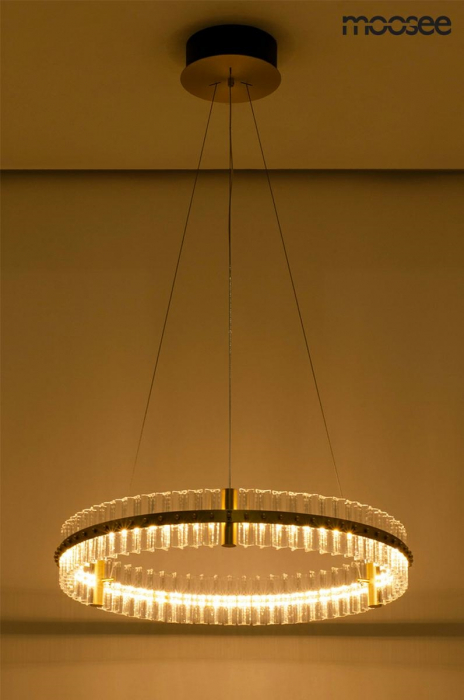 Lustra/candelabru rotund de lux Juuso Simple cu cristale, 70x70 cm, structura metalica aurie, MSE010100167 - King [5]