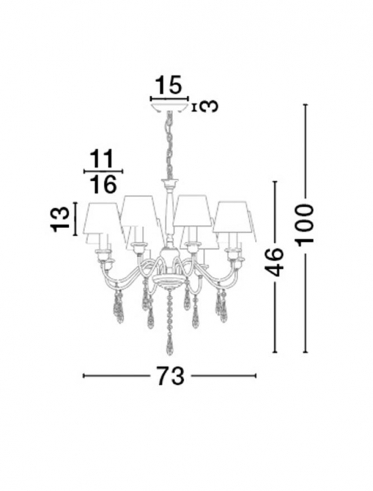 Lustra clasica crem Davor, 3/6 brate din metal cu elemente decorative de cristal, inaltime reglabila, 5157201 - Novaluce [7]