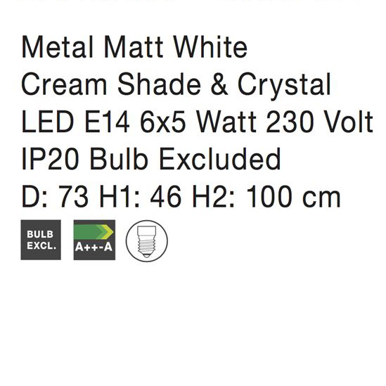 Lustra clasica crem Davor, 3/6 brate din metal cu elemente decorative de cristal, inaltime reglabila, 5157201 - Novaluce [8]