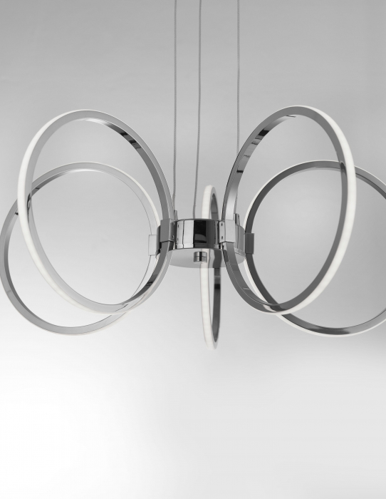 Lustra crom cu 5 inele LED Calisto 50 cm, design modern, 81008601 - Novaluce [2]