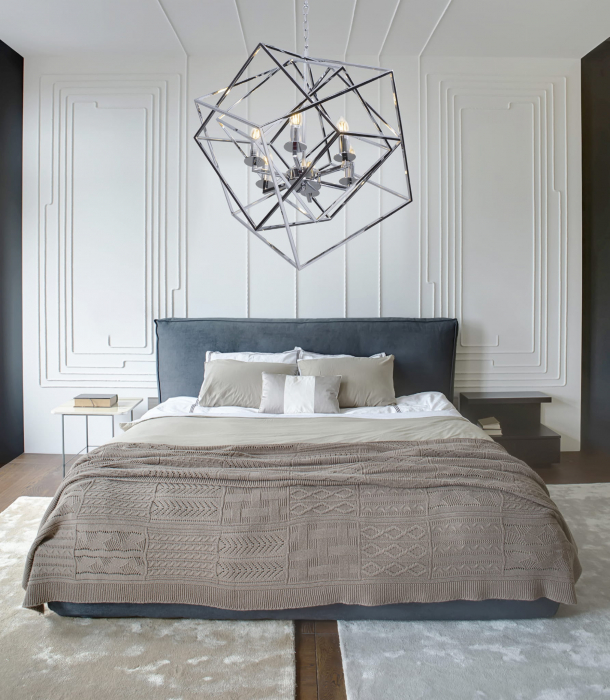 Lustra crom moderna design geometric Kalyani din metal inaltime reglabila, P0327 - Maxlight [2]