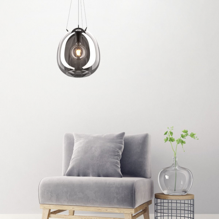 Lustra crom MOON tip pendul Ø 38 cm, sticla/metal, inaltime reglabila, 003064-011111 - Zumaline [5]