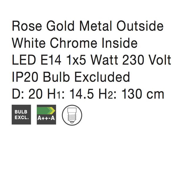 Lustra crom/neagra/aur roz tip pendul Zoe din metal Ø 20 cm, inaltime reglabila, 5704801 - Novaluce [7]