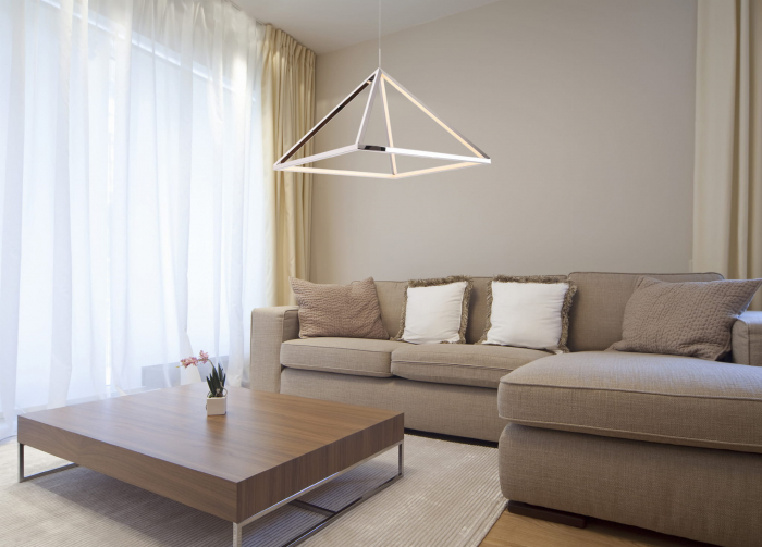 Lustra crom piramida iluminare LED Babir 30x30 cm metal/acril, inaltime reglabila, P0273 - Maxlight [2]