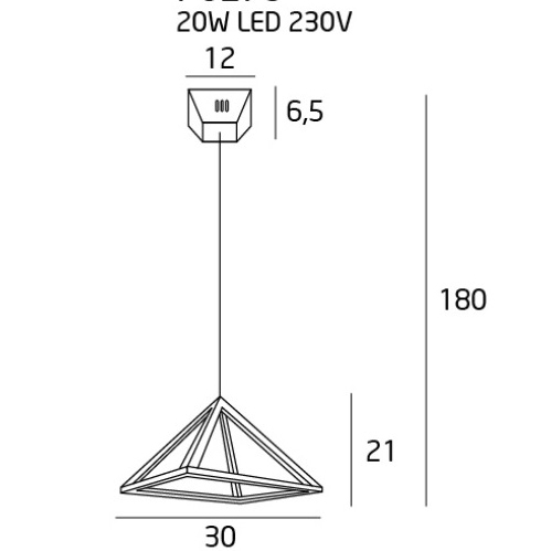 Lustra crom piramida iluminare LED Babir 30x30 cm metal/acril, inaltime reglabila, P0273 - Maxlight [4]