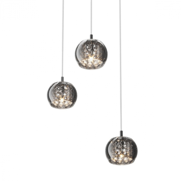 Lustra rotunda CRYSTAL cu 3 pendule din sticla, inaltime reglabila, 003064-001009 - Zumaline [2]