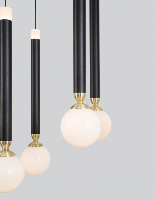 Lustra cu 10 pendule LED Binay 70 cm negru cu auriu, design modern, 9157910 - Novaluce [6]