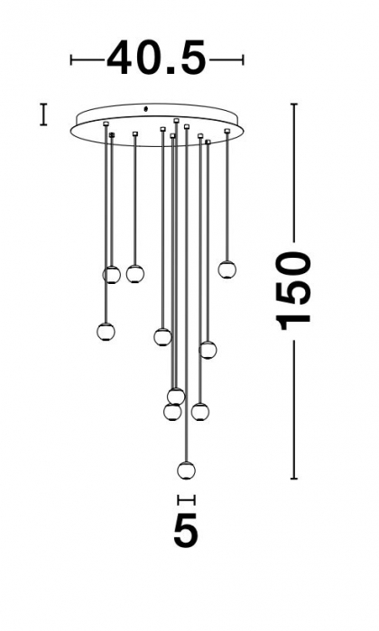 Lustra cu 10 pendule rotunde LED pe cablu Chgai 40x150 cm, design modern, 9303952 - Novaluce [6]