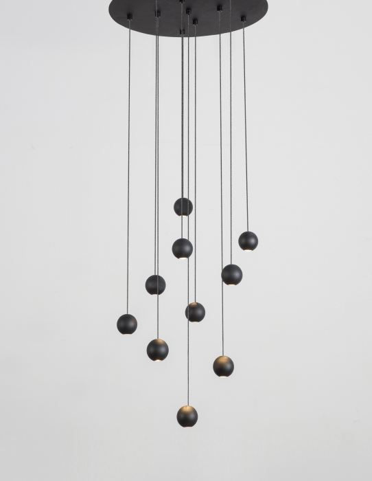 Lustra cu 10 pendule rotunde LED pe cablu Chgai 40x150 cm, design modern, 9303952 - Novaluce [2]