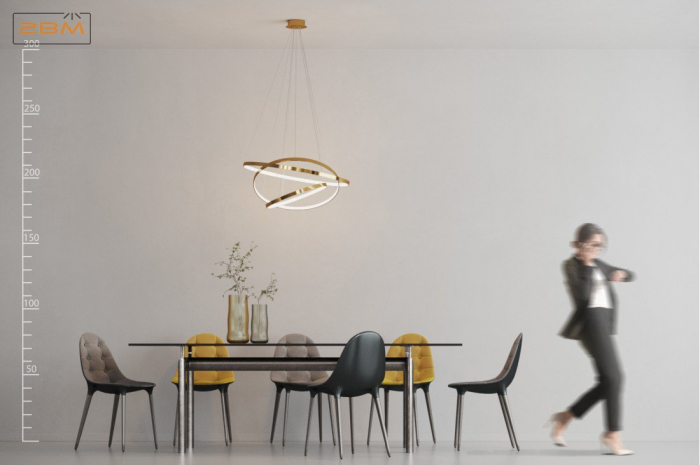 Lustra cu 3 inele LED dimabile Nava aurie/neagra/crom, inaltime reglabila, metal, AZ 2920 - Azzardo [5]