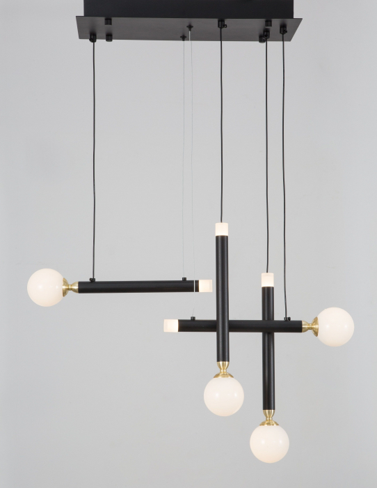 Lustra cu 4 pendule LED Binay 51 cm negru cu auriu, design modern, 9157904 - Novaluce [3]