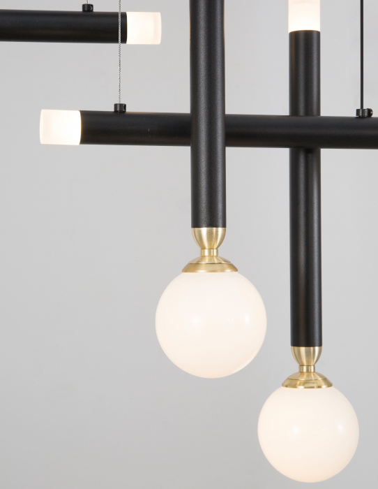 Lustra cu 4 pendule LED Binay 51 cm negru cu auriu, design modern, 9157904 - Novaluce [5]