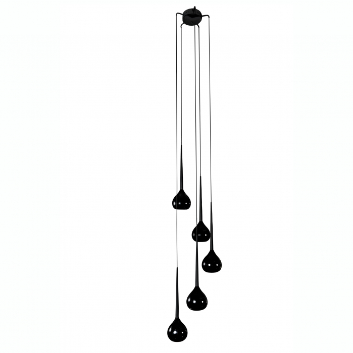 Lustra cu 5 pendule suspendate alba/neagra/rosie finisaj lucios Advey Ø 46x235 cm, design modern, suport metalic negru, AZ 1070 - Azzardo [1]