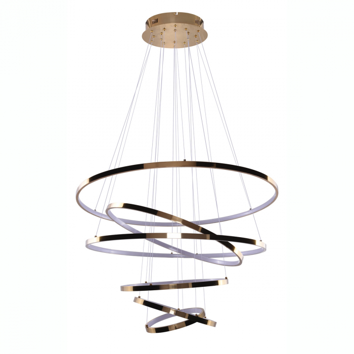 Lustra cu 6 inele LED dimabile Nava aurie/neagra/crom, inaltime reglabila, metal, AZ 2990 - Azzardo [2]