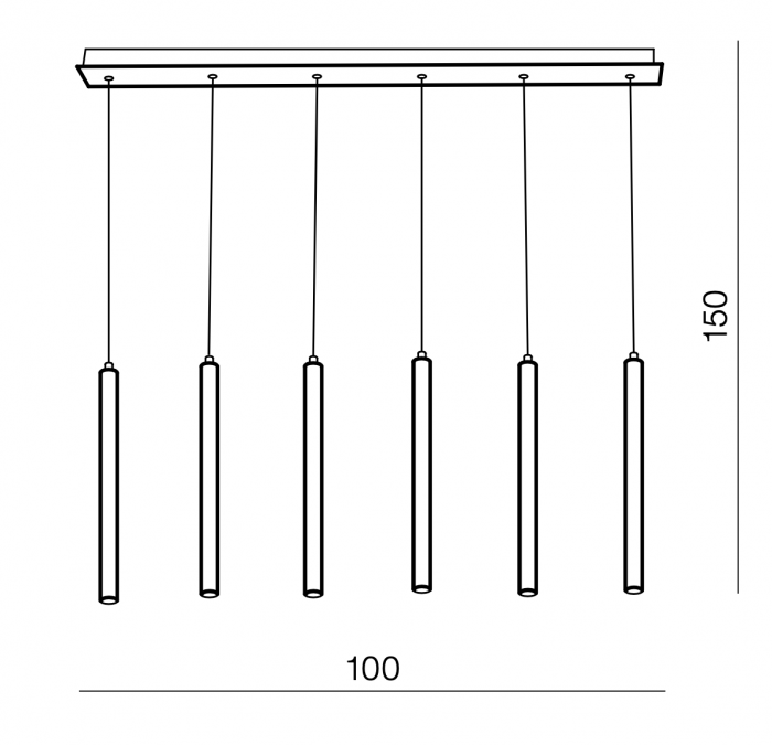 Lustra cu 6 pendule lemn/metal negru Elodi 100 cm, design modern, iluminare LED, AZ 3340 - Azzardo [3]