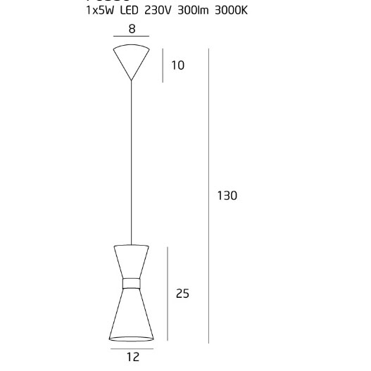 Lustra LED cu abajur negru/auriu tip clepsidra Runa Ø 12 cm din metal, inaltime reglabila, P0330 - Maxlight [3]
