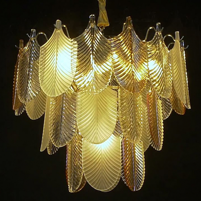 Lustra cu frunze din sticla transparenta/alba/sampanie Kazma Ø 50 cm, inaltime reglabila, P0417 - Maxlight [8]