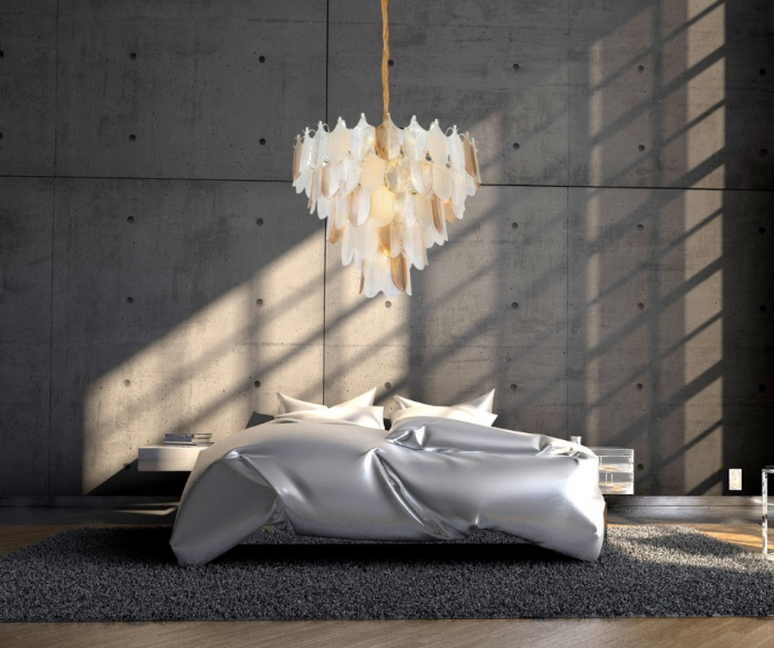 Lustra cu frunze din sticla transparenta/alba/sampanie Kazma Ø 50 cm, inaltime reglabila, P0417 - Maxlight [7]