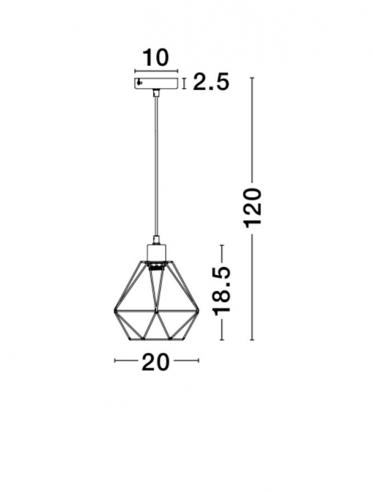 Lustra cupru/neagra tip pendul Ivana abajur geometric din tije metalice, Ø 20/35 cm, 672801 - Novaluce [11]