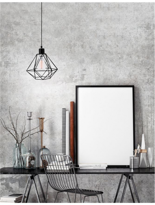 Lustra cupru/neagra tip pendul Ivana abajur geometric din tije metalice, Ø 20/35 cm, 672801 - Novaluce [6]