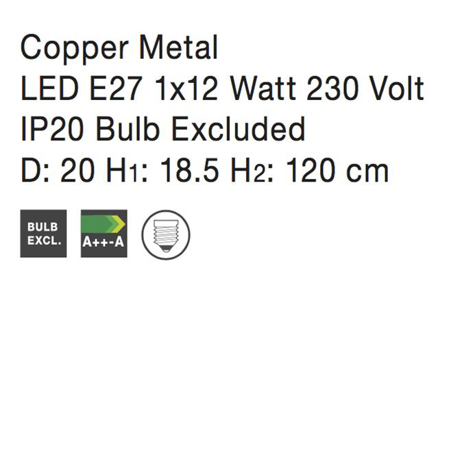 Lustra cupru/neagra tip pendul Ivana abajur geometric din tije metalice, Ø 20/35 cm, 672801 - Novaluce [12]