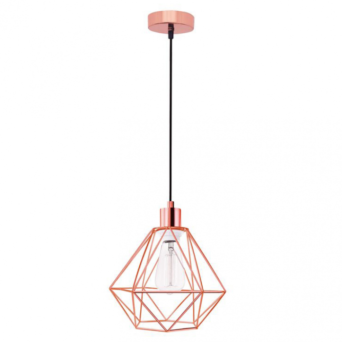 Lustra cupru/neagra tip pendul Ivana abajur geometric din tije metalice, Ø 20/35 cm, 672801 - Novaluce [10]