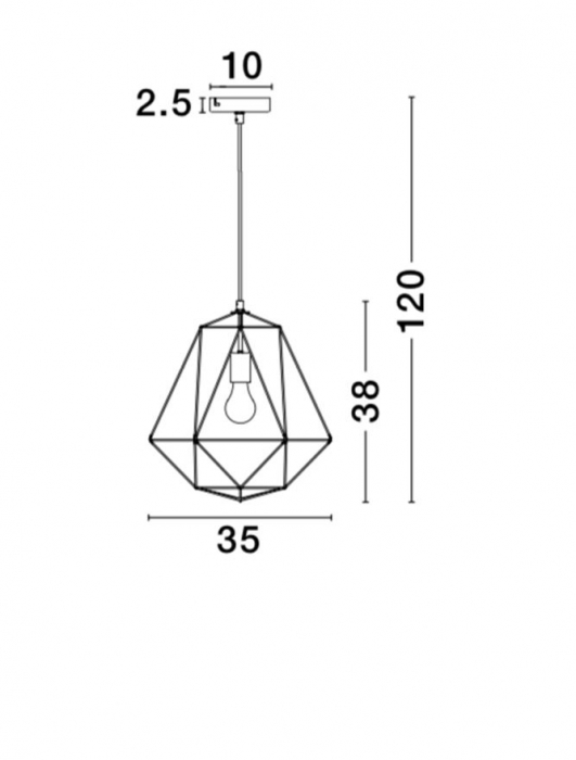Lustra cupru/neagra tip pendul Ivana abajur geometric din tije metalice, Ø 20/35 cm, 672801 - Novaluce [4]