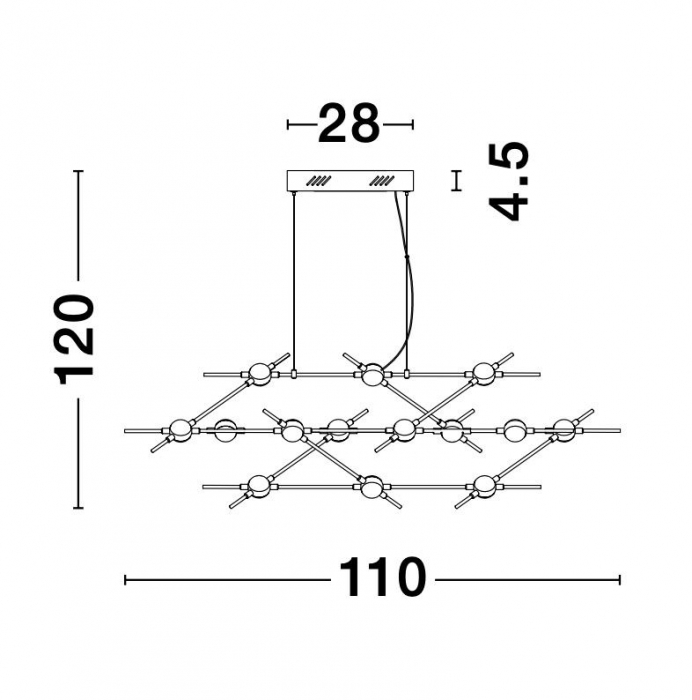 Lustra de lux aurie dimabila din metal Molecule 14 becuri, iluminare LED, 9180614 - Novaluce [7]