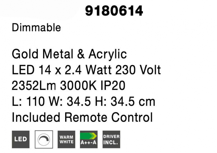 Lustra de lux aurie dimabila din metal Molecule 14 becuri, iluminare LED, 9180614 - Novaluce [8]