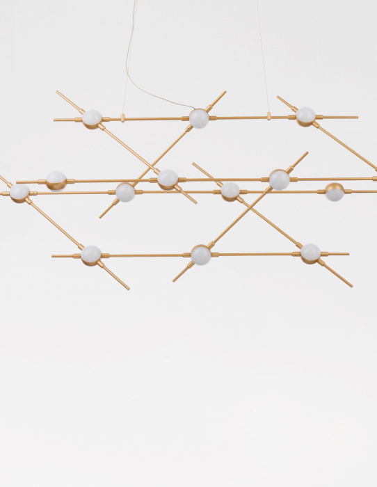 Lustra de lux aurie dimabila din metal Molecule 14 becuri, iluminare LED, 9180614 - Novaluce [5]